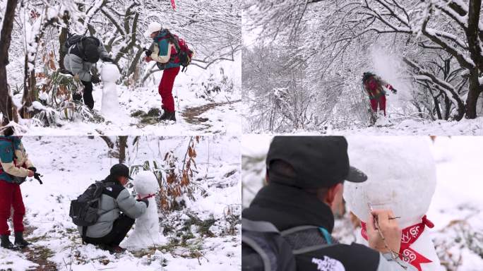 冬天玩雪 堆雪人