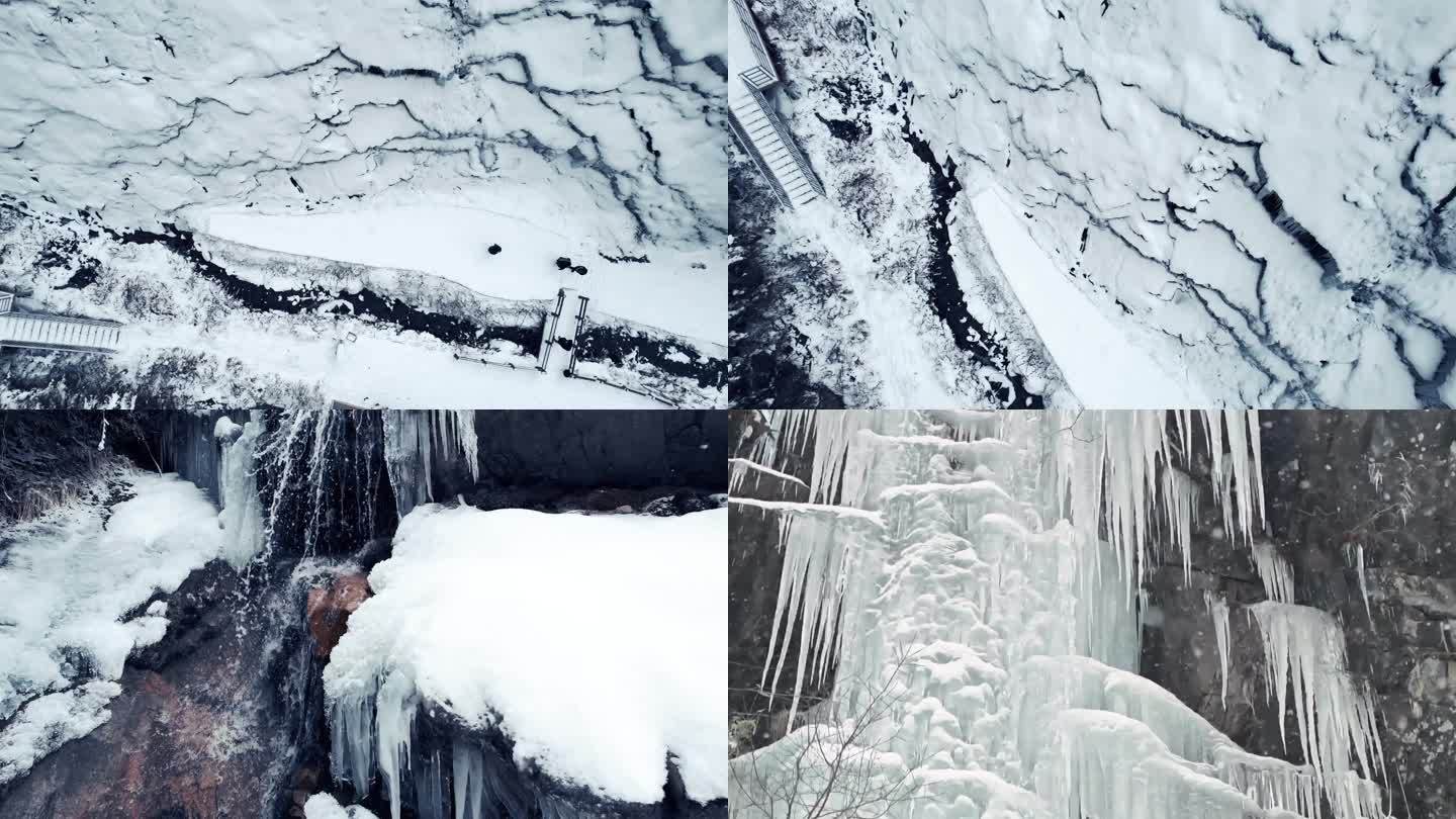 冬季冬天冰雪冰川雪景蓝冰汶川大寺村冰瀑
