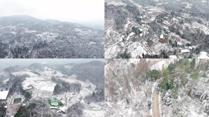 被大雪覆盖的村庄