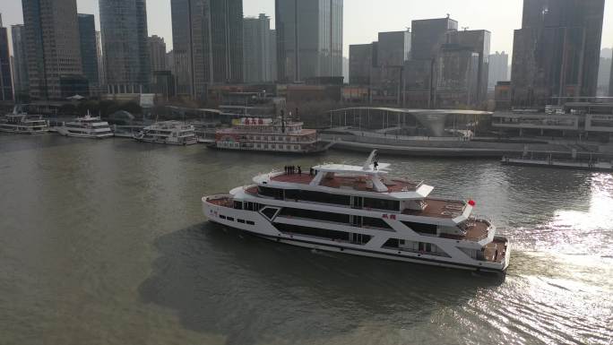 上海游轮航拍 十六铺码头
