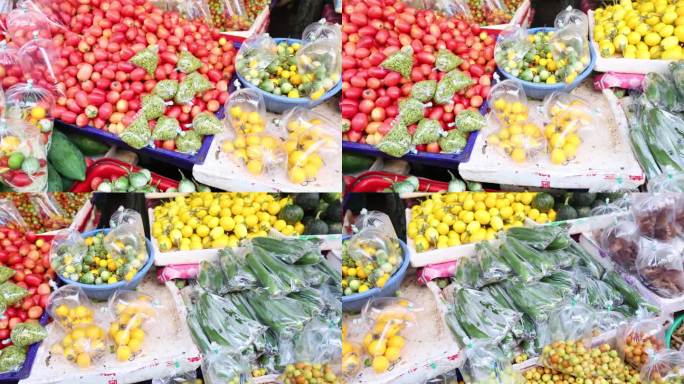 五颜六色的市场蔬菜展示
