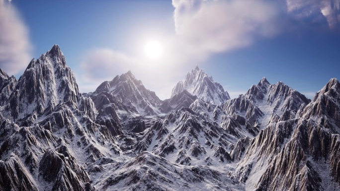 冬季雪后天晴雪山航拍