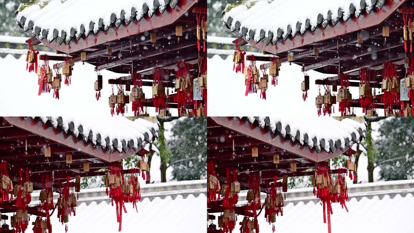 唯美雪景佛系禅意雪花飞舞下雪视频素材