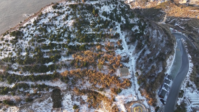 台州温岭石塘雪景航拍