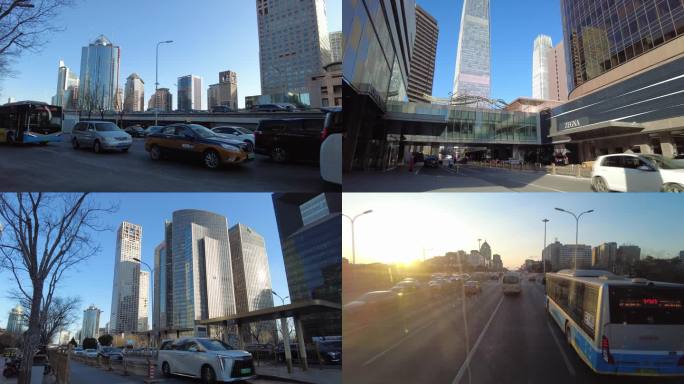 首都夕阳下的街道人文城市交通北京道路