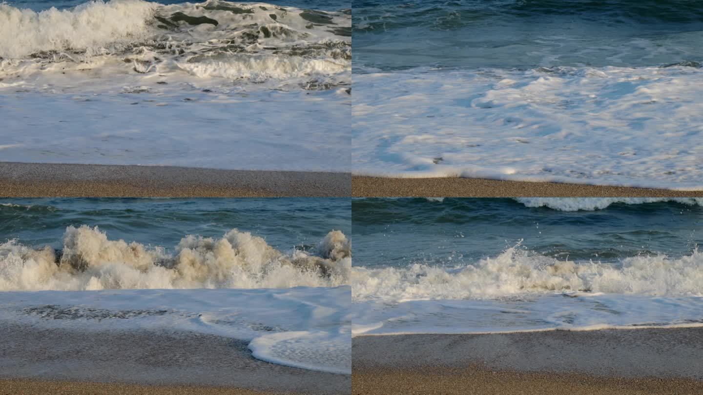浪花拍打沙滩