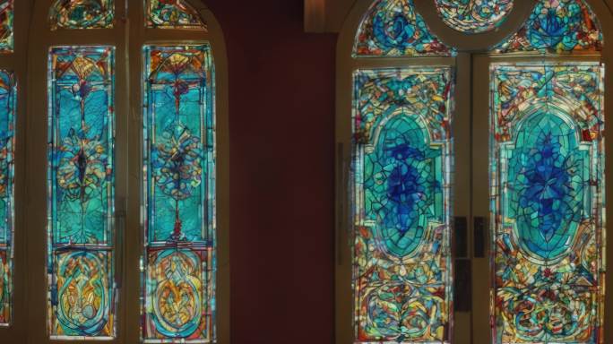 8K宽屏琉璃水晶教堂彩色玻璃琉璃背景31
