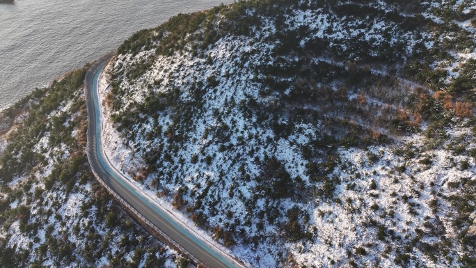 台州温岭石塘雪景航拍