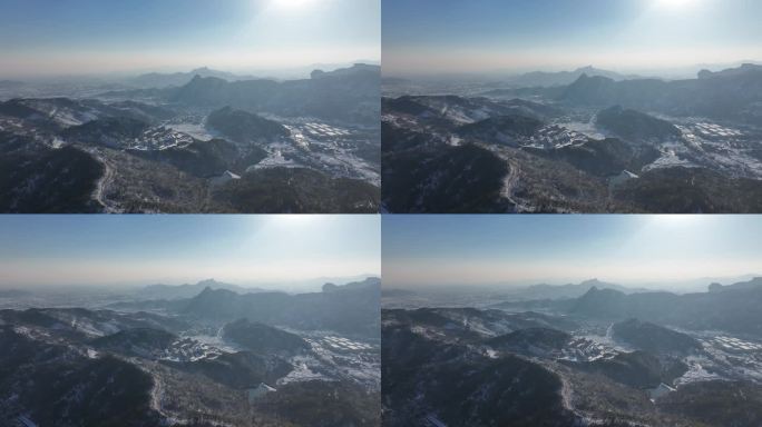 台州温岭大溪山脉雪景航拍