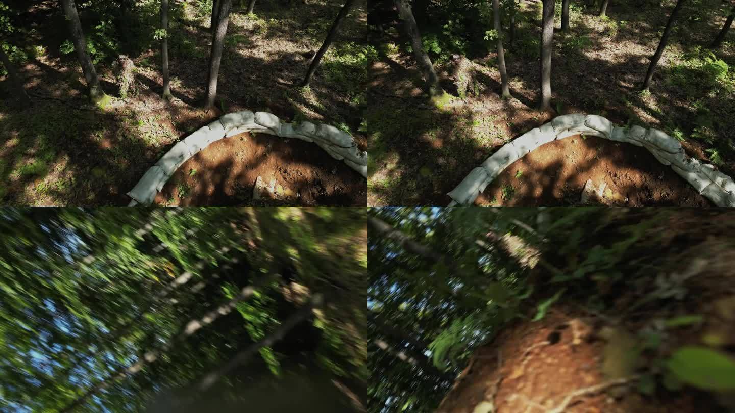 无人机在拍摄一名撞树士兵时坠毁在森林里