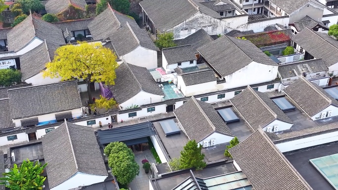 浙江绍兴鲁迅故里祖居航拍旅游景区景点城市