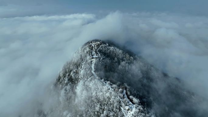 航拍秦岭海棠山山顶云海