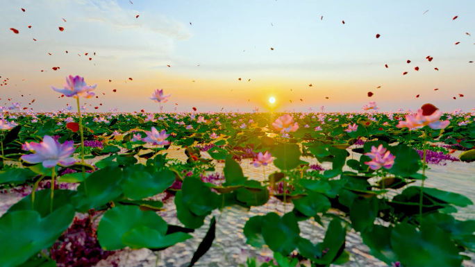 等你的季节水墨蓝色水墨花纹图案led大屏