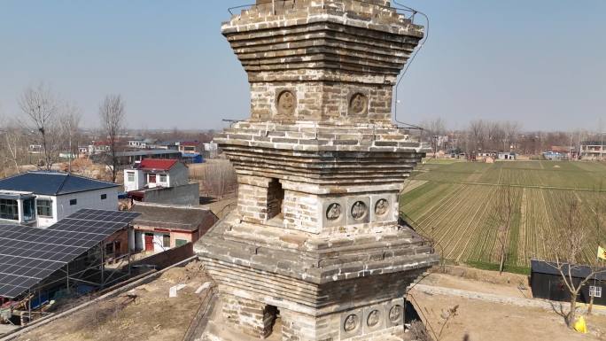 河南商丘睢县历史古迹风景名胜圣寿寺塔航拍