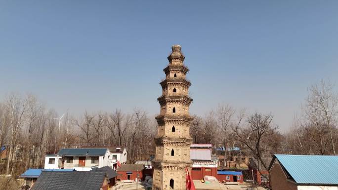 河南周口太康历史古迹风景名胜寿圣寺塔航拍