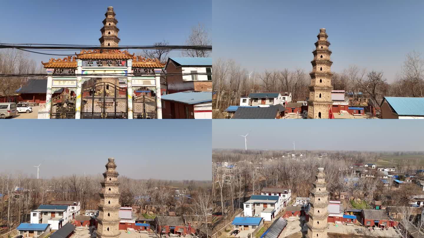 河南周口太康历史古迹风景名胜寿圣寺塔航拍