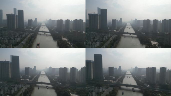 无人机航拍京杭大运河无锡运河西路段