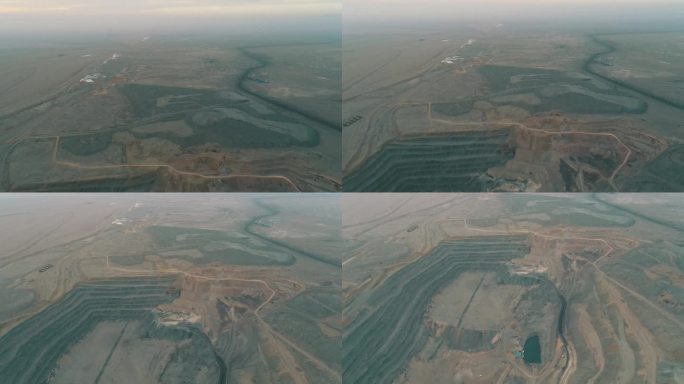 新疆哈密：航拍三道岭煤矿矿坑
