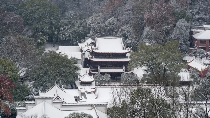 长沙岳麓山岳麓书院冬季通天雪景【精品】