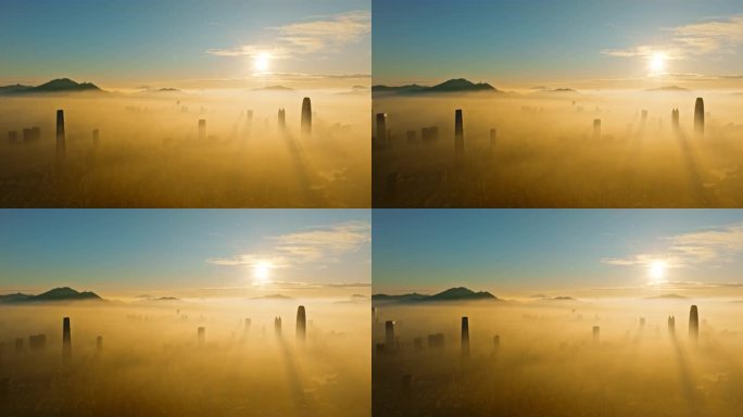 深圳唯美日出平流雾城市景