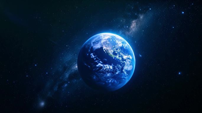 4K地球背景 科幻星球,蓝色地球旋转-