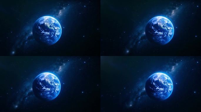 4K地球背景 科幻星球,蓝色地球旋转-