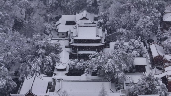 长沙岳麓书院雪景航拍