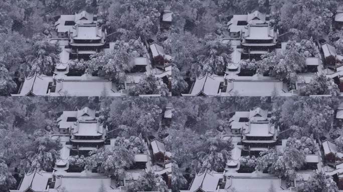 长沙岳麓书院雪景航拍