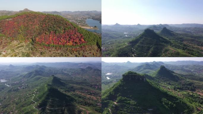 岱崮地貌 岱崮红叶 航拍岱崮地貌