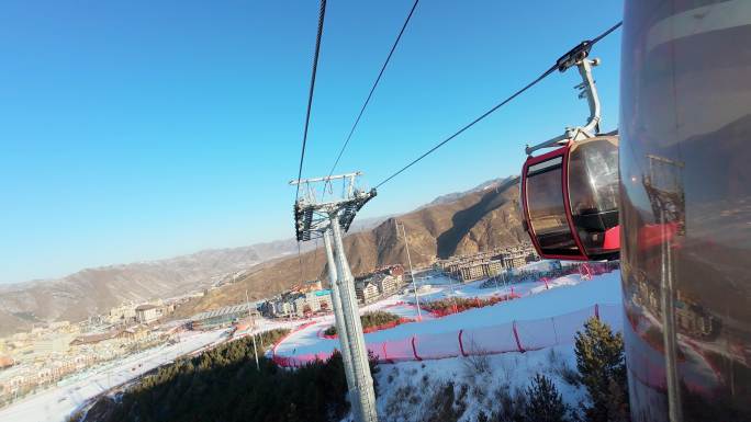 滑雪 坐缆车 缆车视野
