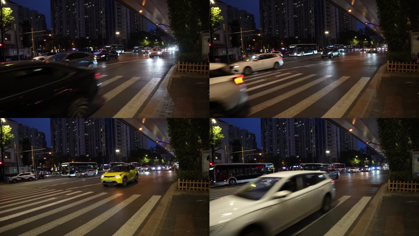 上海高架下的车流夜景
