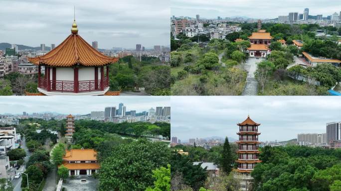 深圳市龙岗区龙源寺航拍素材4K高清