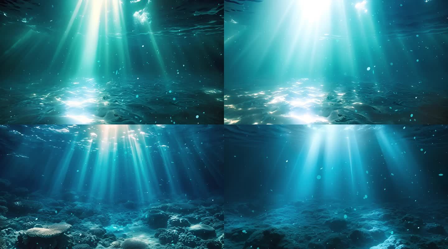 光线照射海底 海底光线 蓝色海洋