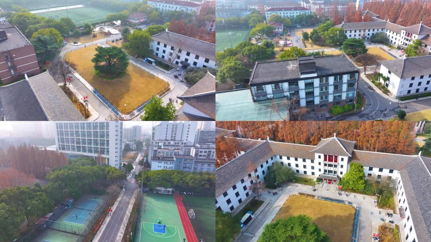 上海杨浦区同济大学本部航拍校园风景风光