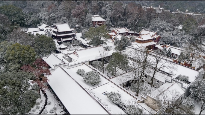 长沙岳麓山岳麓书院冬季通天雪景【精品】