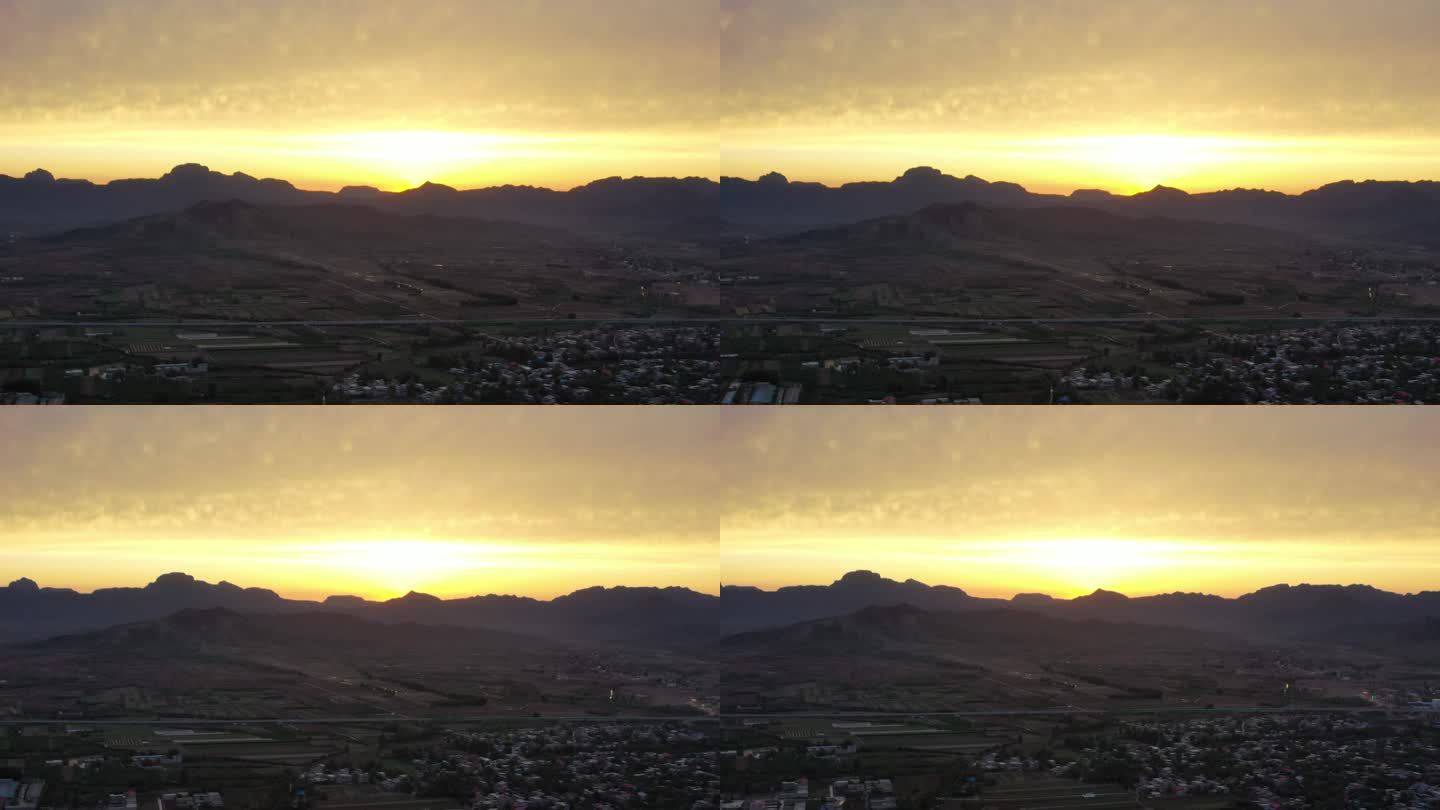 航拍山村风景  乡村振兴 日出 夕阳