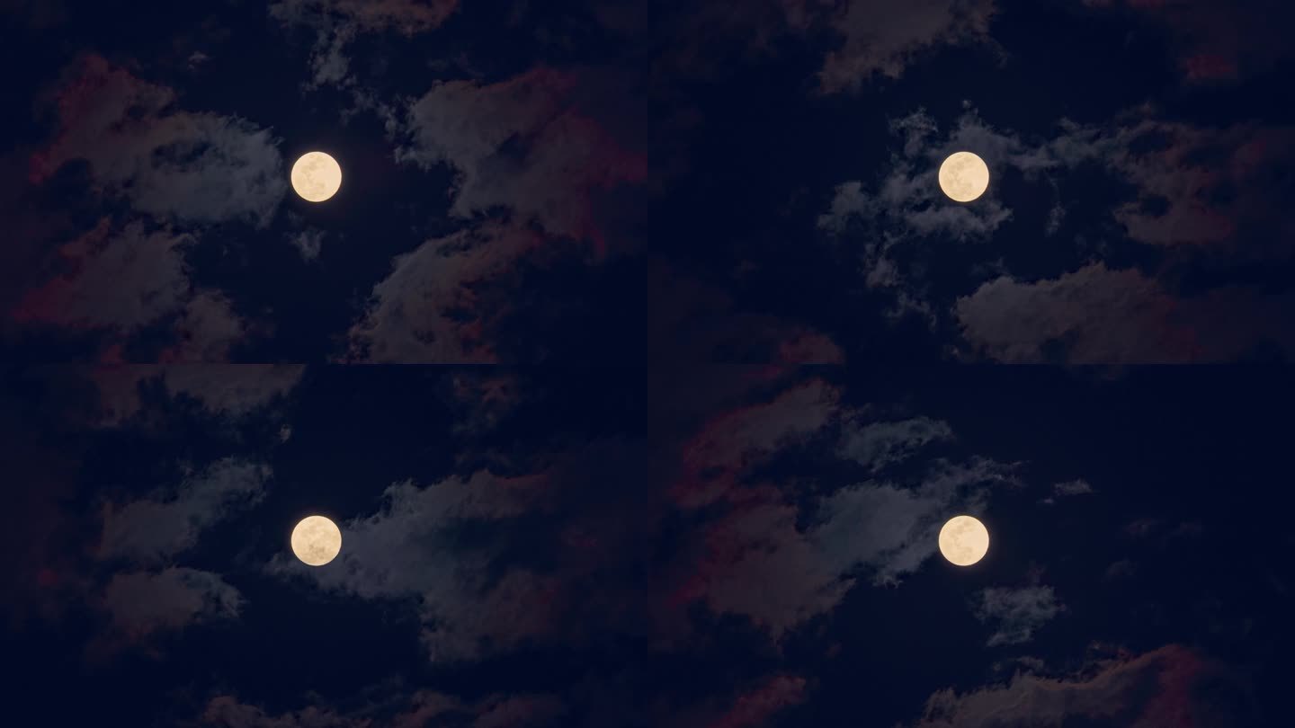 月圆之日月亮从云层中穿梭