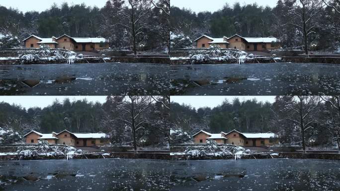 实拍湖南韶山毛泽东故居雪景