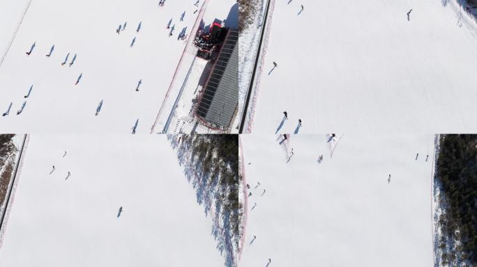 俯瞰滑雪的人们 崇礼富龙