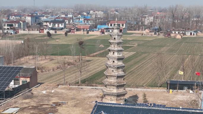 河南商丘睢县历史古迹风景名胜圣寿寺塔航拍