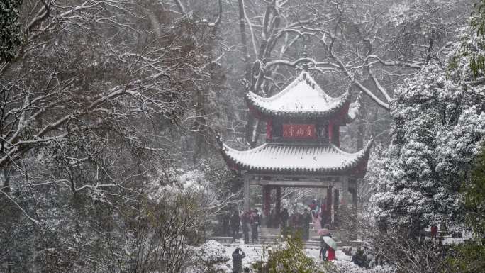 长沙岳麓山岳麓书院冬季通天雪景【精品】