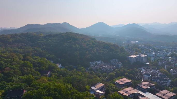 杭州城隍阁景区航拍上城区风景风光素材