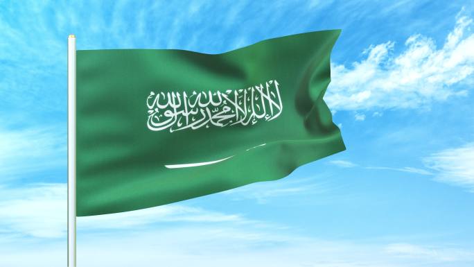 沙特国旗空中飘动