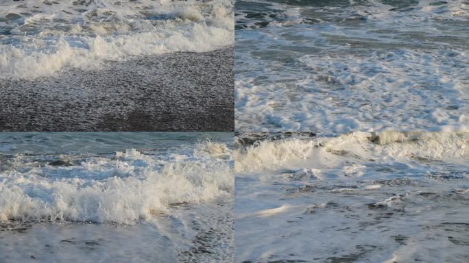 海浪慢动作拍打沙滩