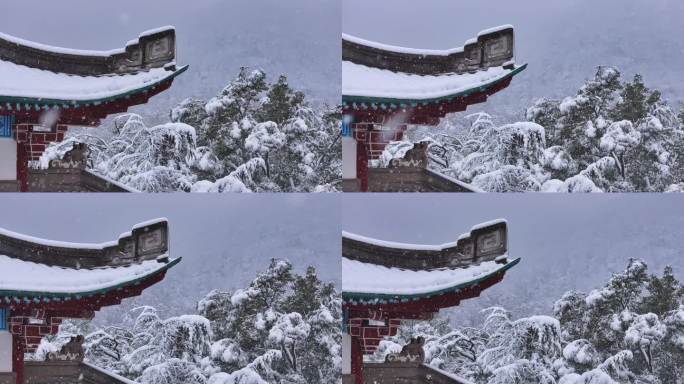 古建筑屋檐雪景拍摄