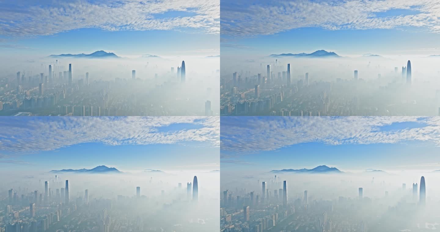 梧桐山下深圳城市平流雾