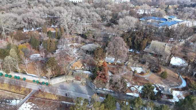 航拍山西太原晋祠公园淘源村