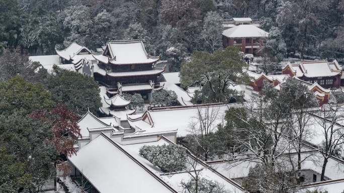 长沙岳麓山岳麓书院冬季通天雪景【精品】