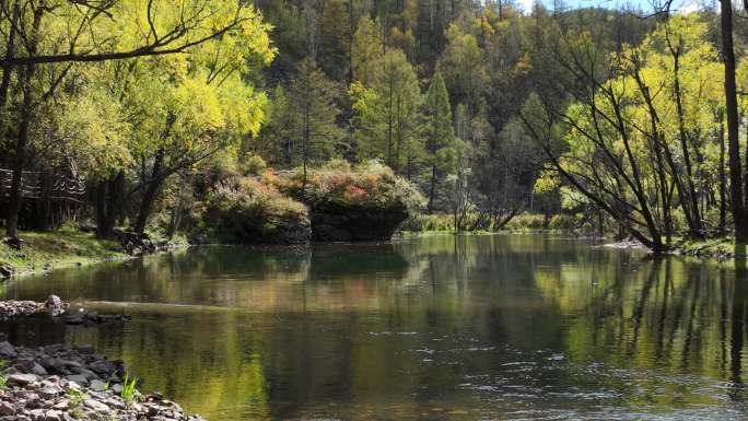 高山脚下静静的水面