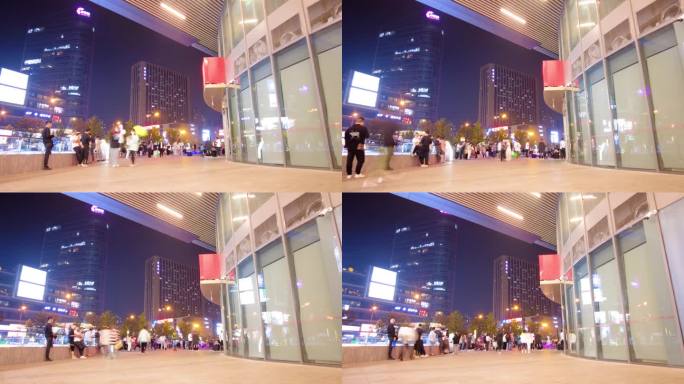 城市夜晚商场人群人流延时夜景视频素材